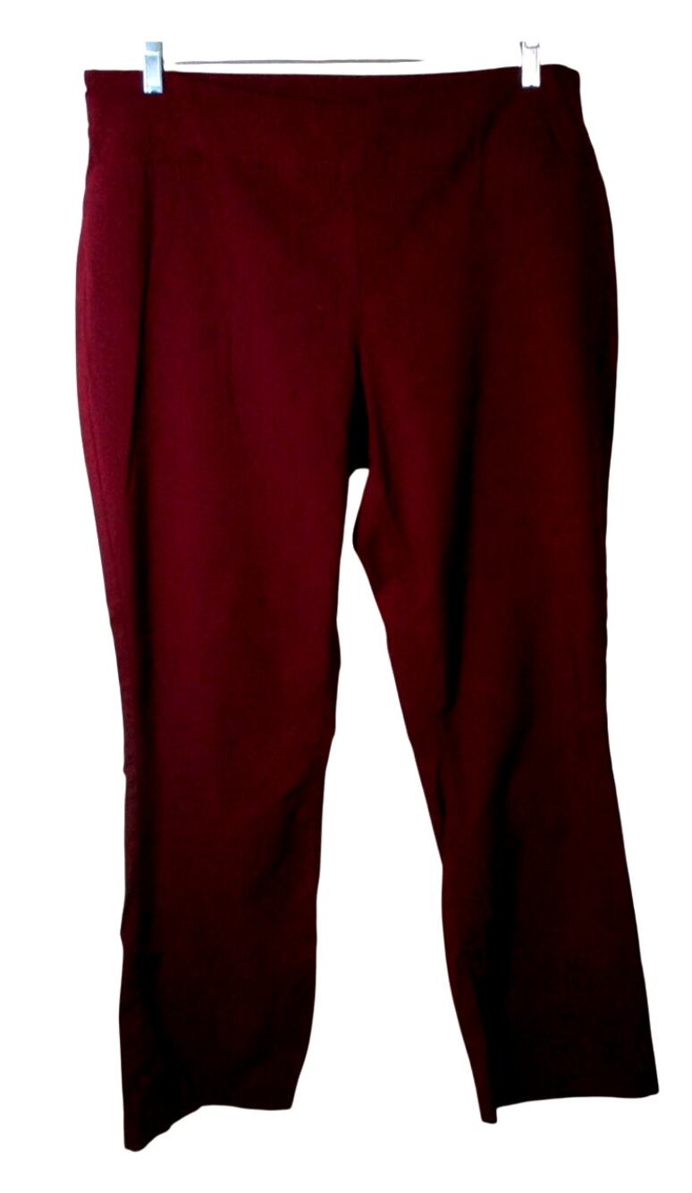 Westbound Woman Plus Burgundy Mid Rise Stretch Straight Leg Pants Size 22W
